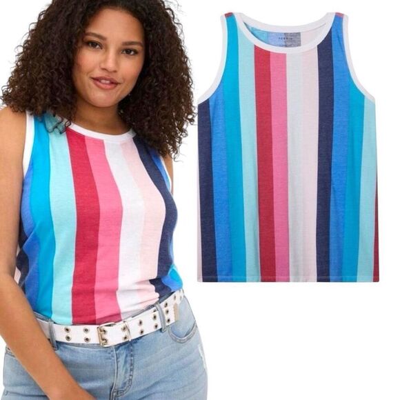 Torrid Vertical Striped Vintage Triblend Jersey Crew Neck Tank Top Size 2 2XL - Picture 2 of 10